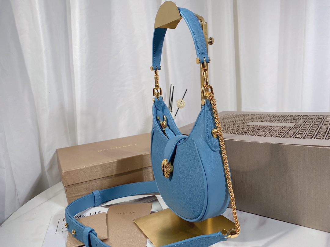 BAGSAAA Bv1g*ai SERPENTI ELLIPSE CROSSBODY BLUE BAG - 19.5 x 20 x 4.5 CM