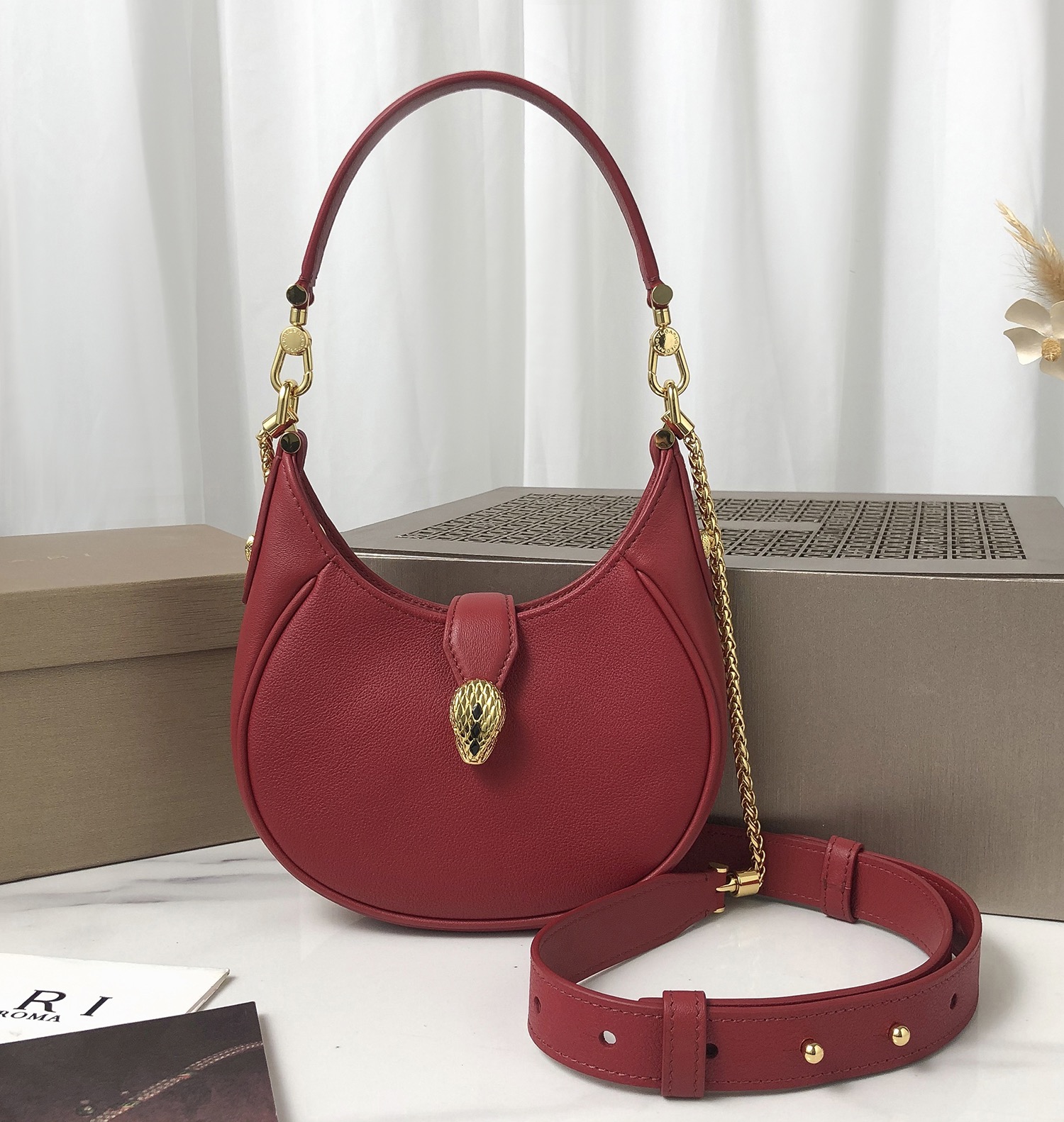 BAGSAAA Bv1g*ai SERPENTI ELLIPSE CROSSBODY RED BAG - 19.5 x 20 x 4.5 cm