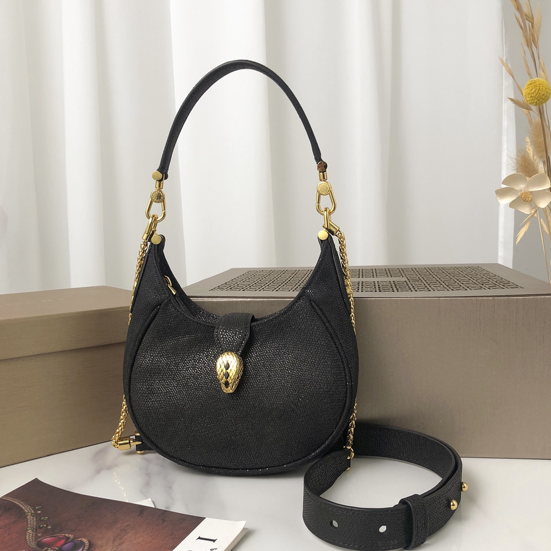 BAGSAAA Bv1g*ai SERPENTI ELLIPSE CROSSBODY BLACK BAG - 19.5 x 20 x 4.5 cm
