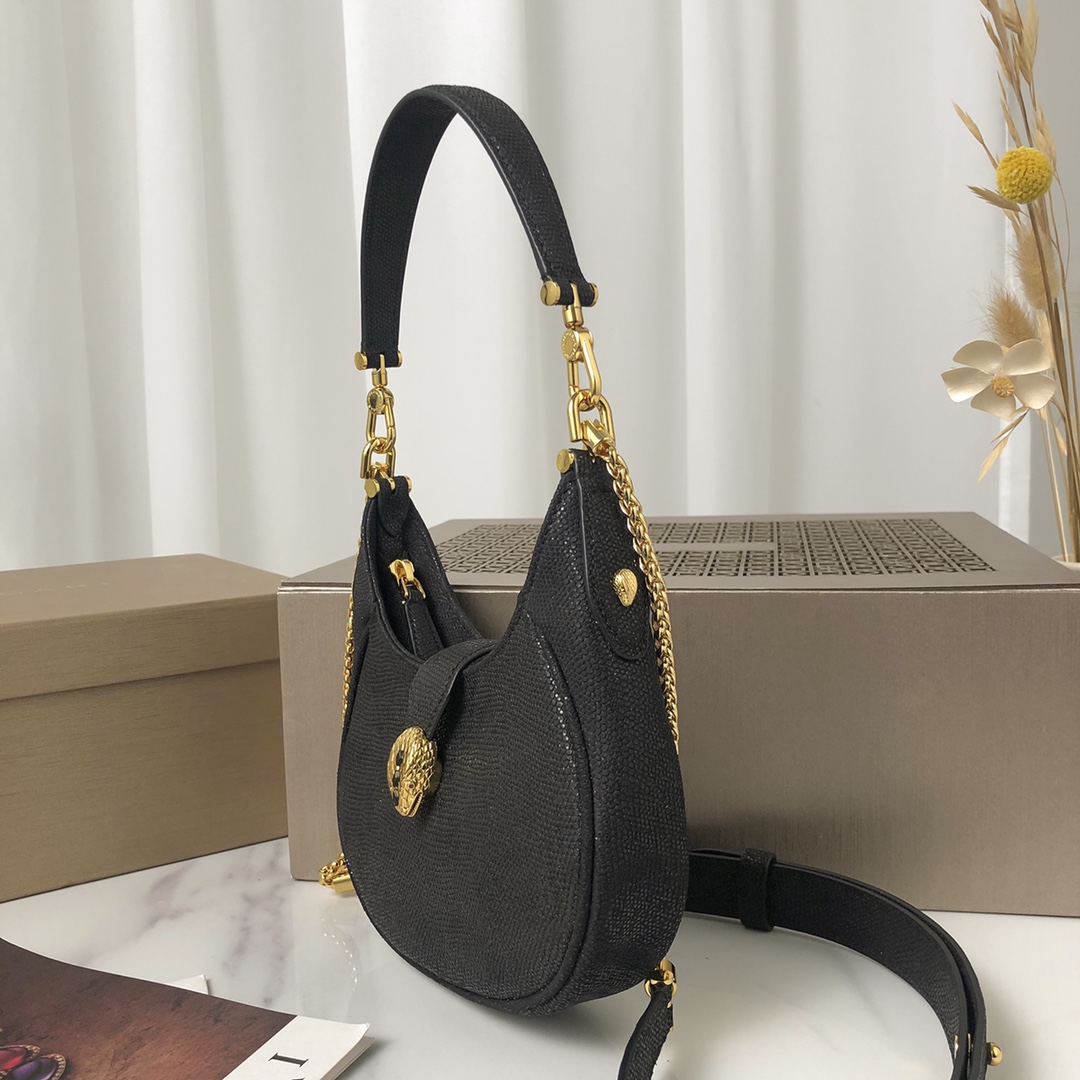 BAGSAAA Bv1g*ai SERPENTI ELLIPSE CROSSBODY BLACK BAG - 19.5 x 20 x 4.5 cm