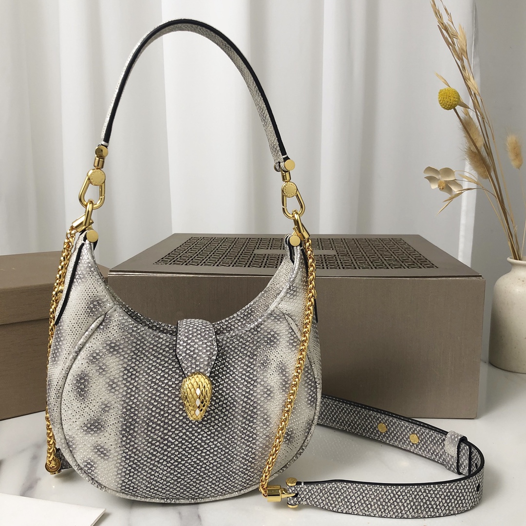 BAGSAAA Bv1g*ai SERPENTI ELLIPSE CROSSBODY SNEAK LEATHER BAG - 19.5 x 20 x 4.5 cm