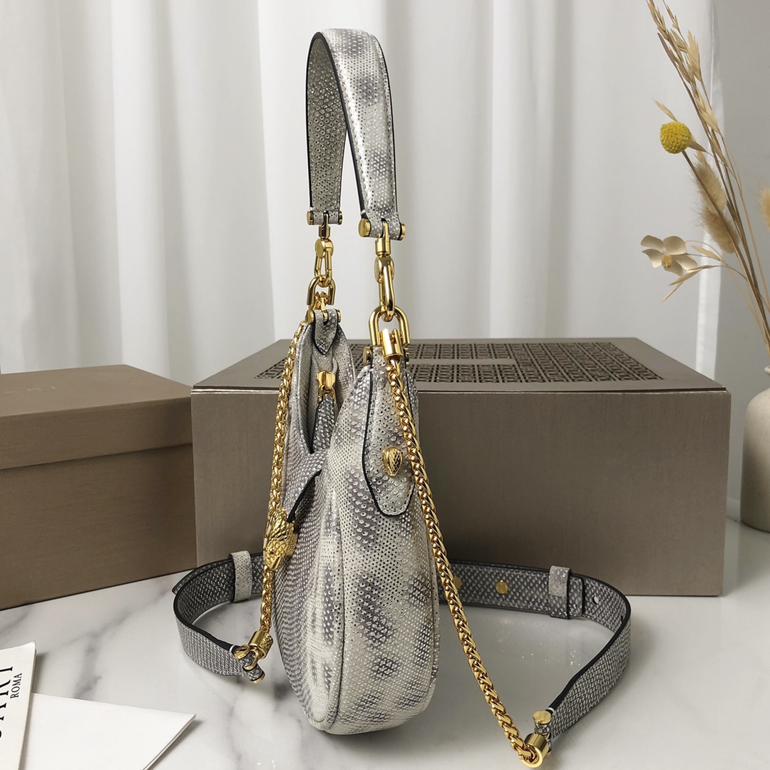 BAGSAAA Bv1g*ai SERPENTI ELLIPSE CROSSBODY SNEAK LEATHER BAG - 19.5 x 20 x 4.5 cm
