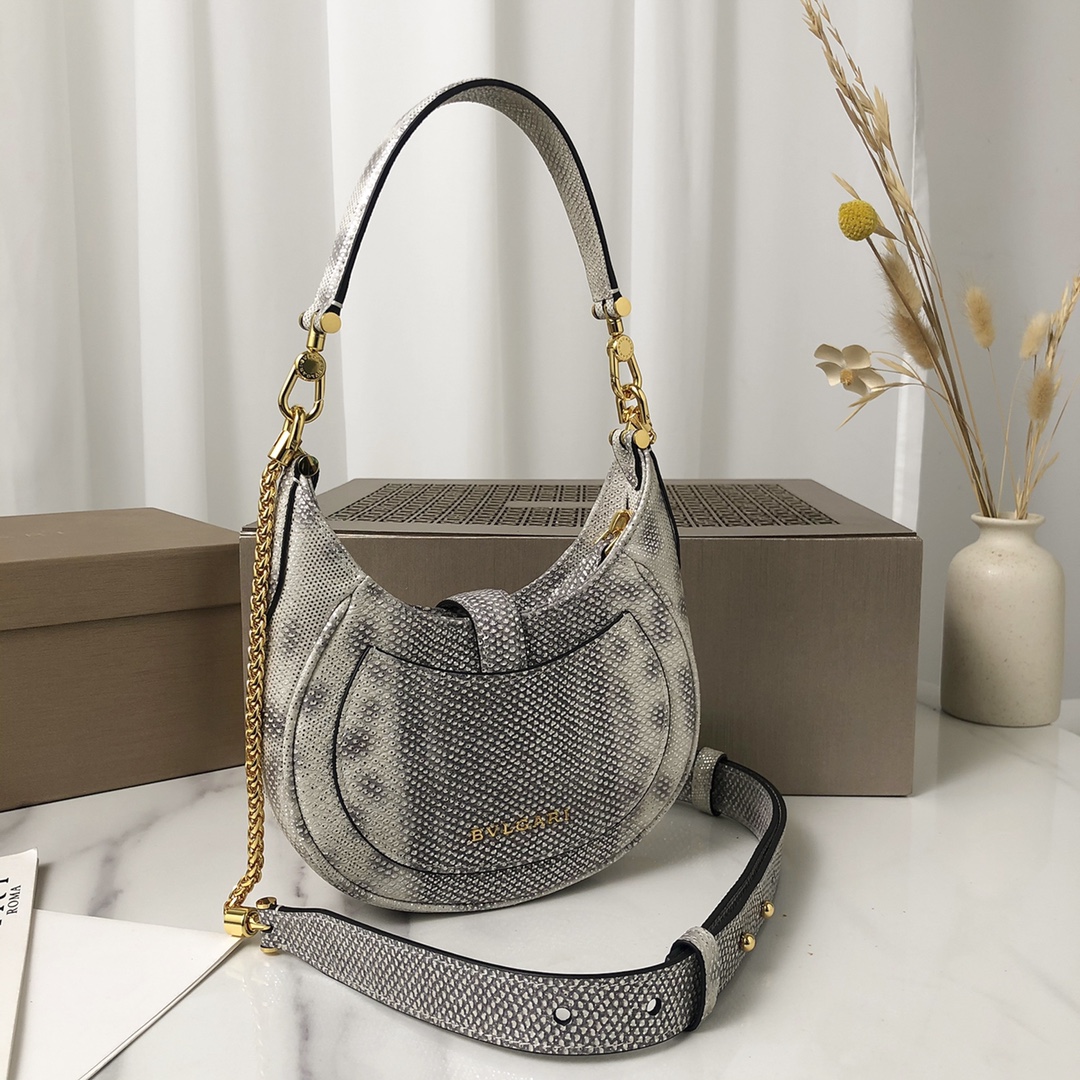 BAGSAAA Bv1g*ai SERPENTI ELLIPSE CROSSBODY SNEAK LEATHER BAG - 19.5 x 20 x 4.5 cm