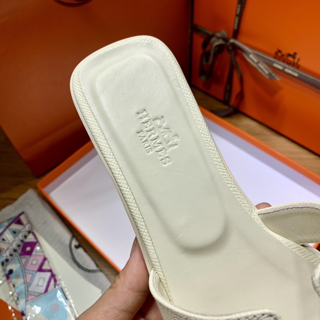 Bagsaaa H**me5 Slides White Granied Leather