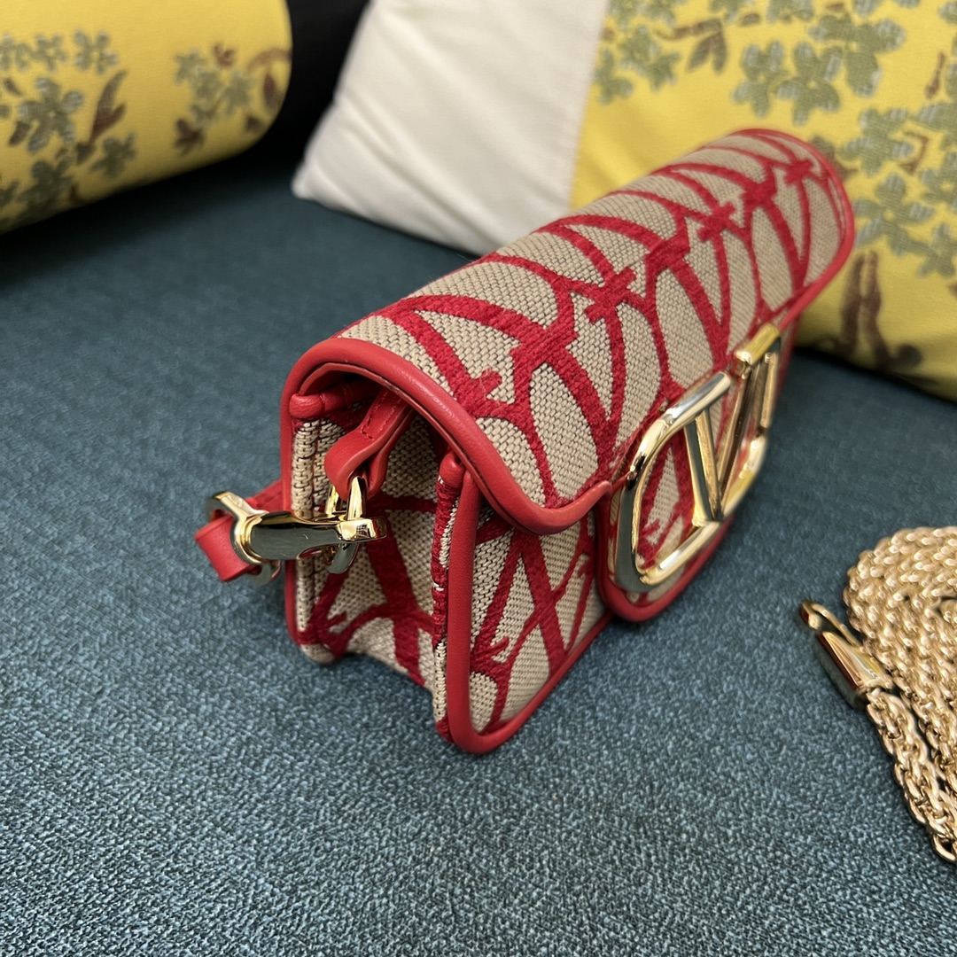 Bagsaaa Va1e*ntin0 Garavani Loco Toile Iconographe Red Top Hnadle - 20 x 11 x 5cm