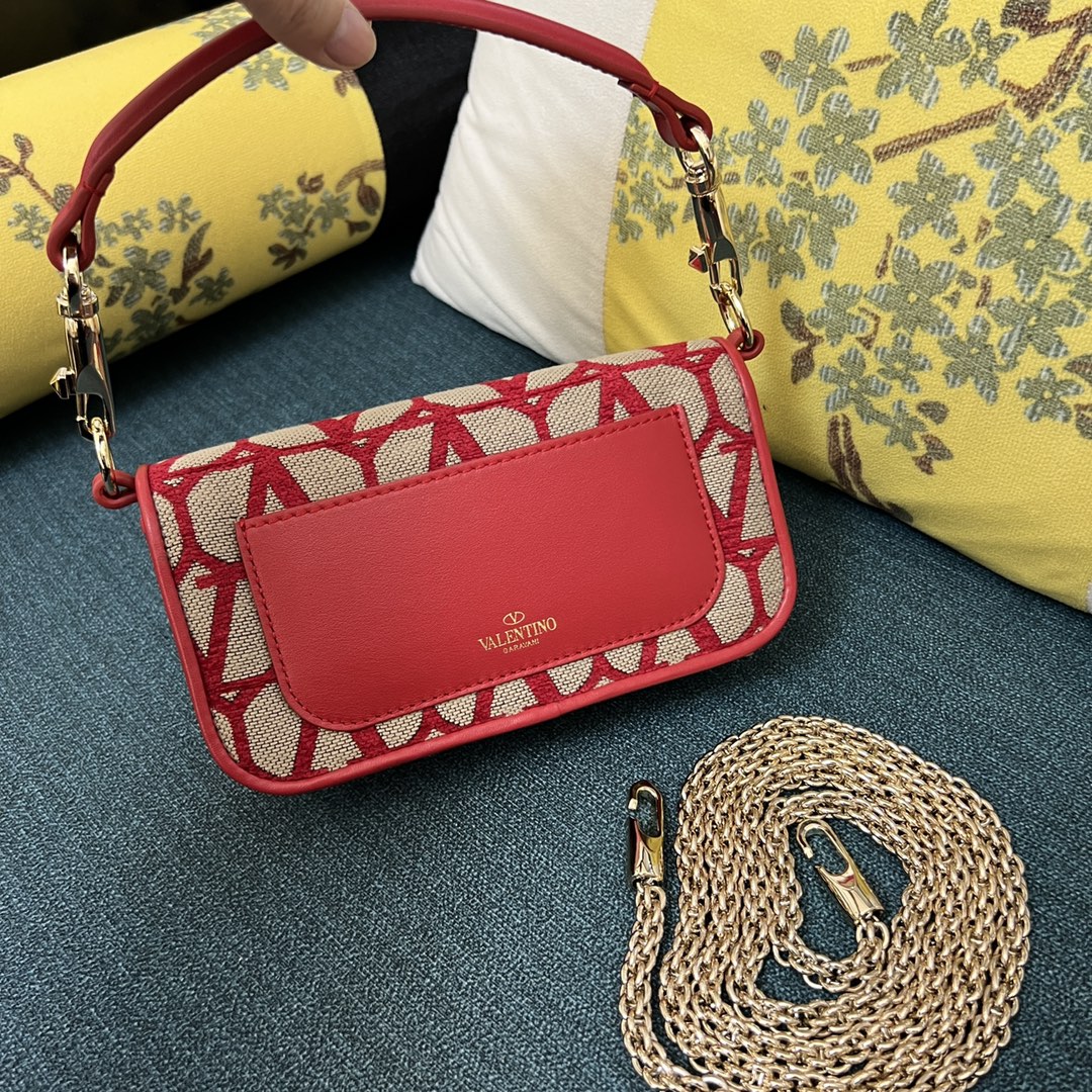 Bagsaaa Va1e*ntin0 Garavani Loco Toile Iconographe Red Top Hnadle - 20 x 11 x 5cm