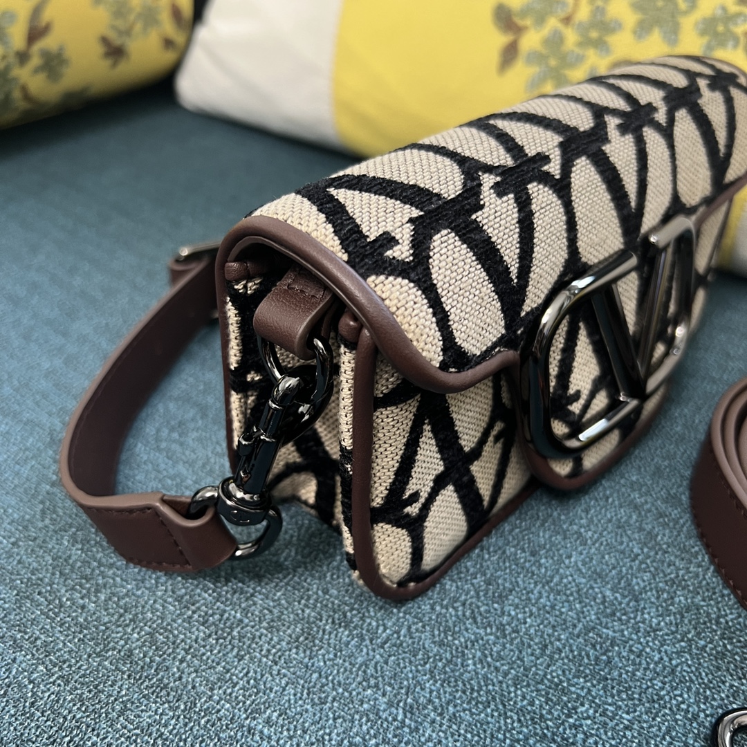 Bagsaaa Va1e*ntin0 Garavani Loco Toile Iconographe Brown Crossbody bag - 20 x 11 x 5cm