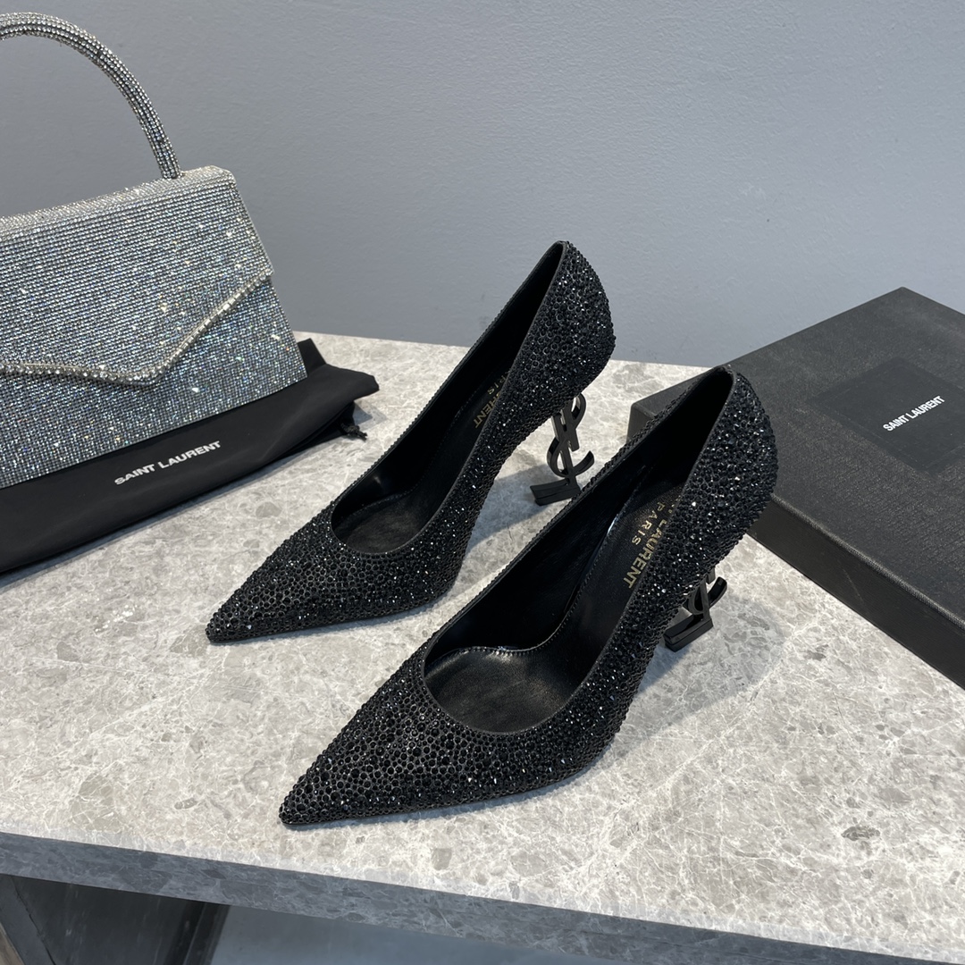 Bagsaaa Y51 Opyum 110 Black Glitter Pumps