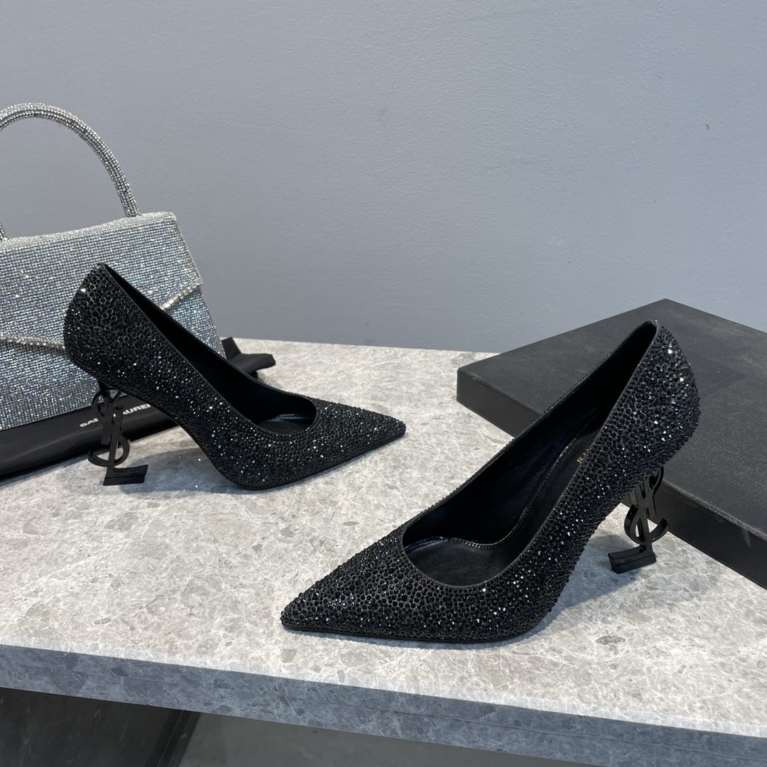 Bagsaaa Y51 Opyum 110 Black Glitter Pumps