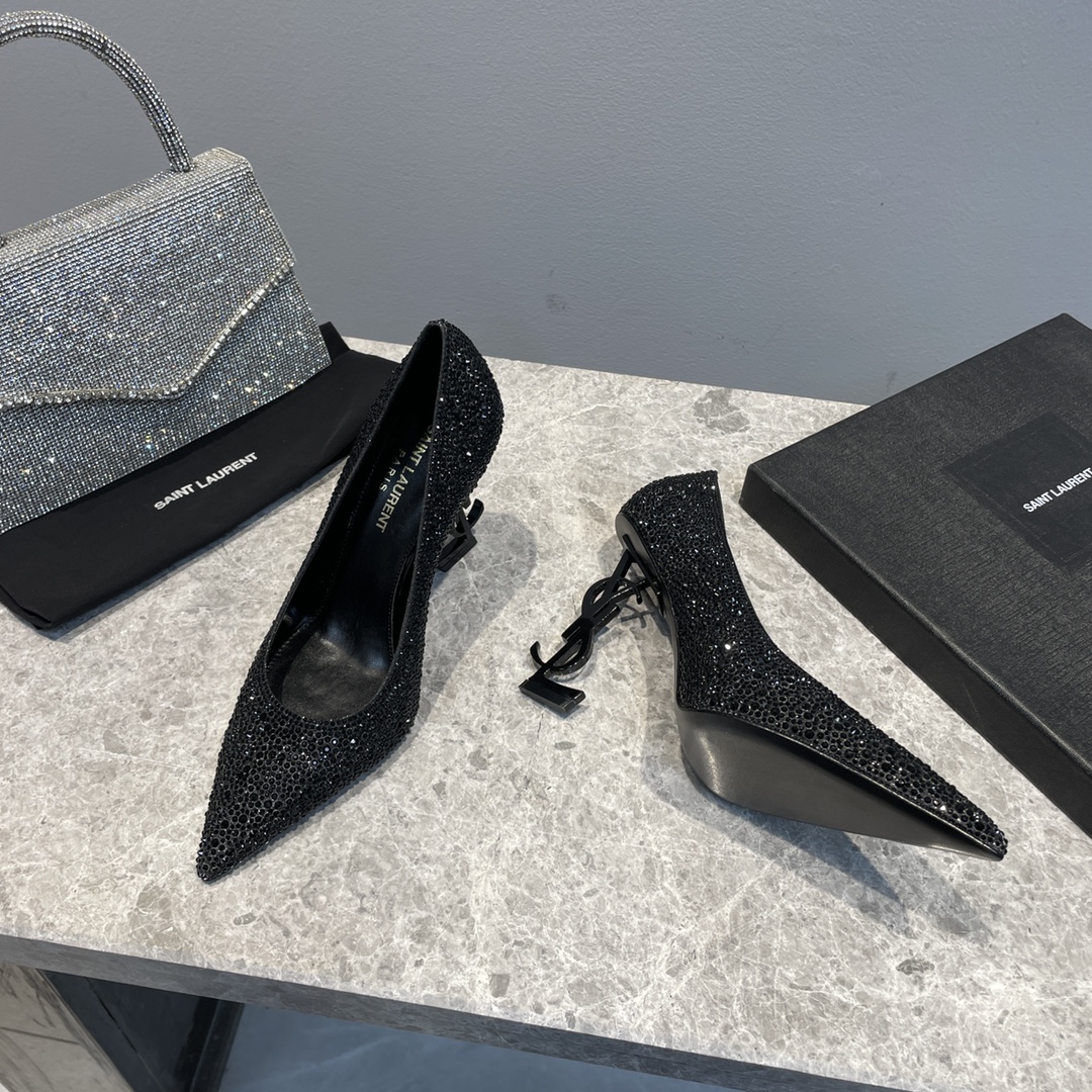Bagsaaa Y51 Opyum 110 Black Glitter Pumps