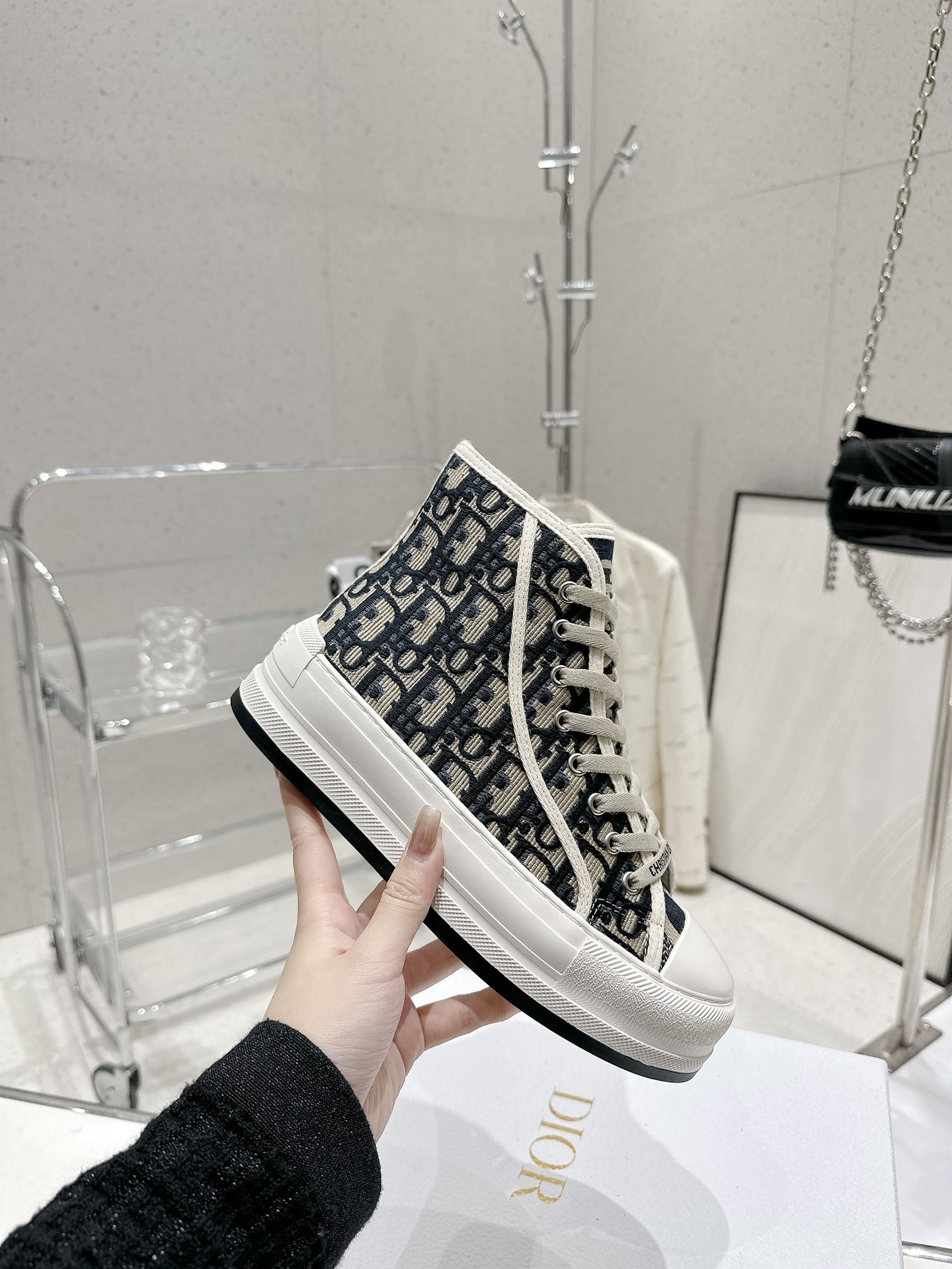 Bagsaaa D10r Walk n D10r High Top Platform Sneaker Deep Blue Oblique