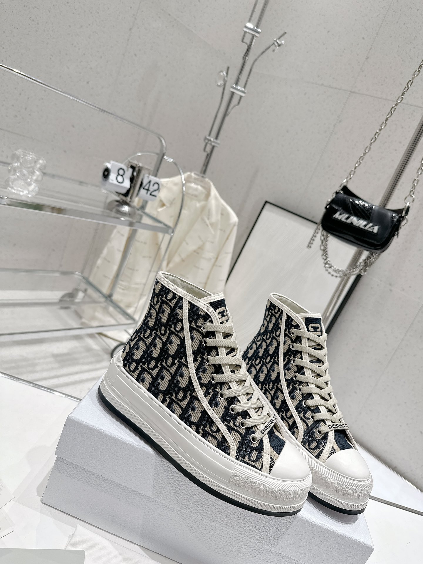Bagsaaa D10r Walk n D10r High Top Platform Sneaker Deep Blue Oblique