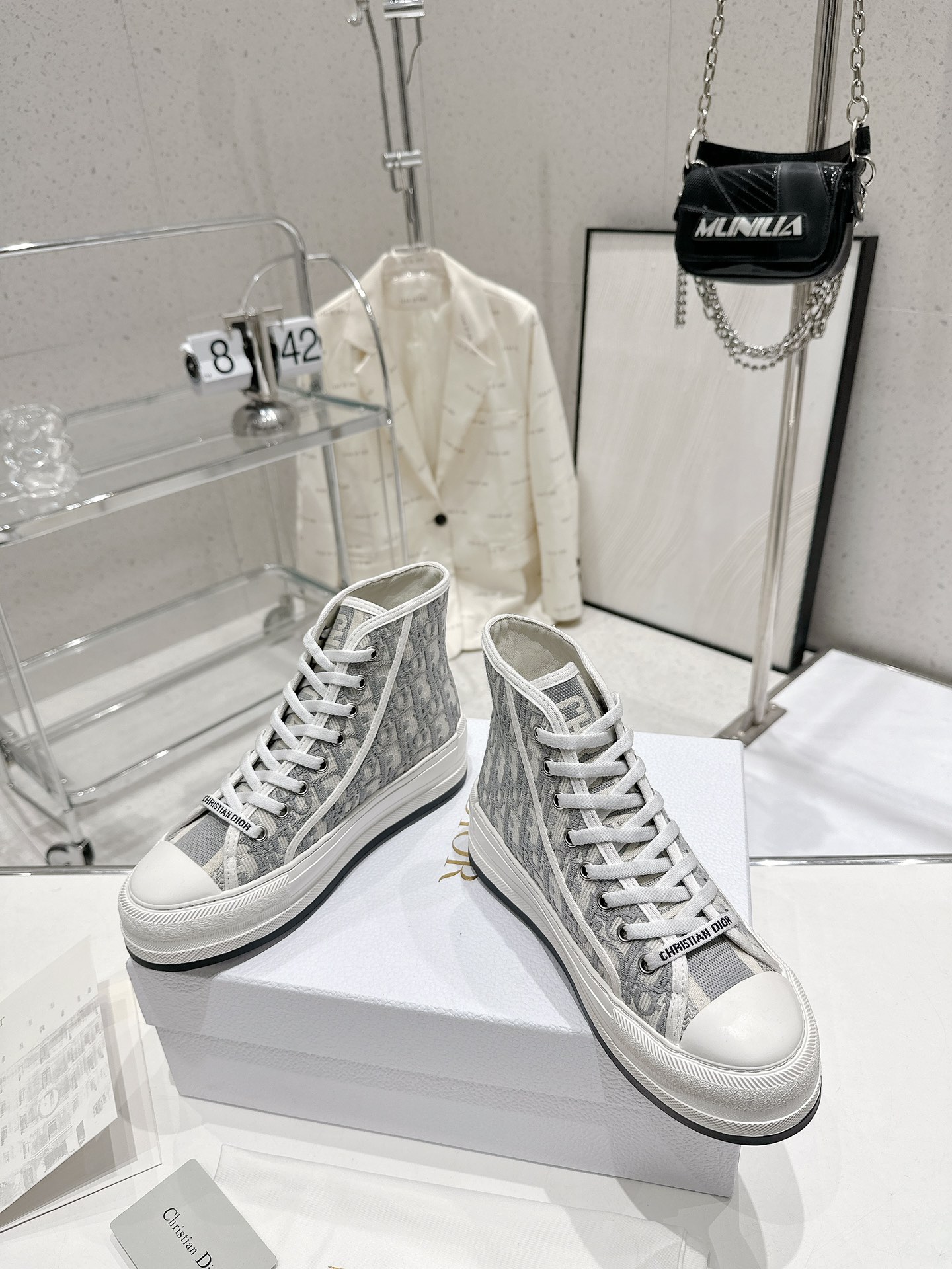 Bagsaaa D10r Walk n D10r High Top Platform Sneaker Grey Oblique