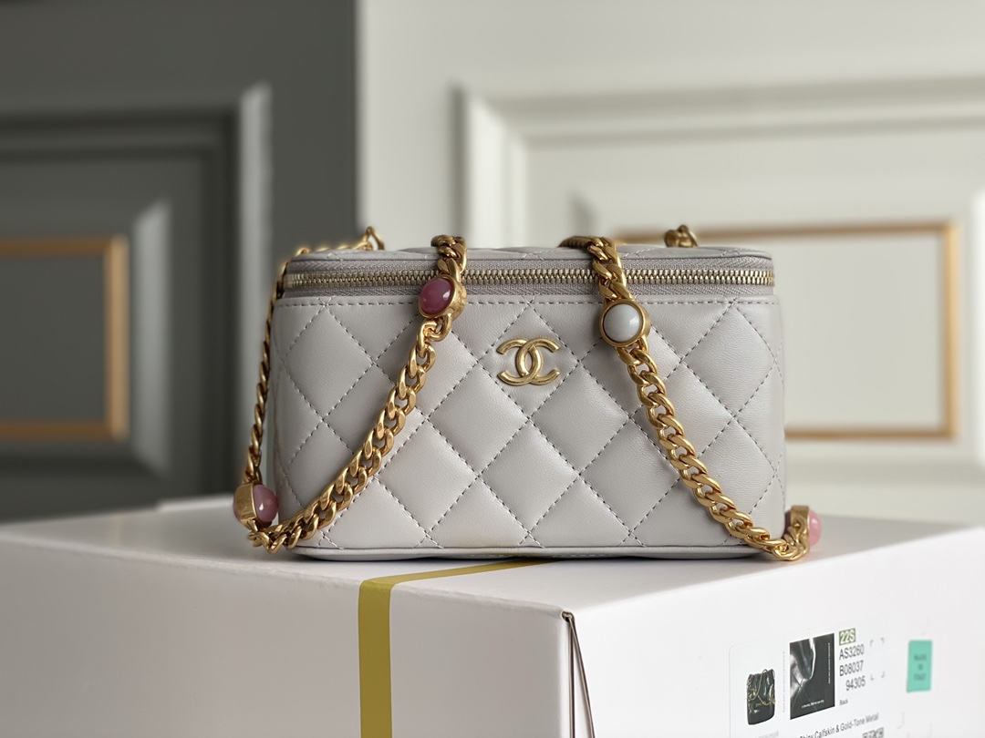 Bagsaaa Ch**el Vanity Grey Bag - 17x9.5x8cm