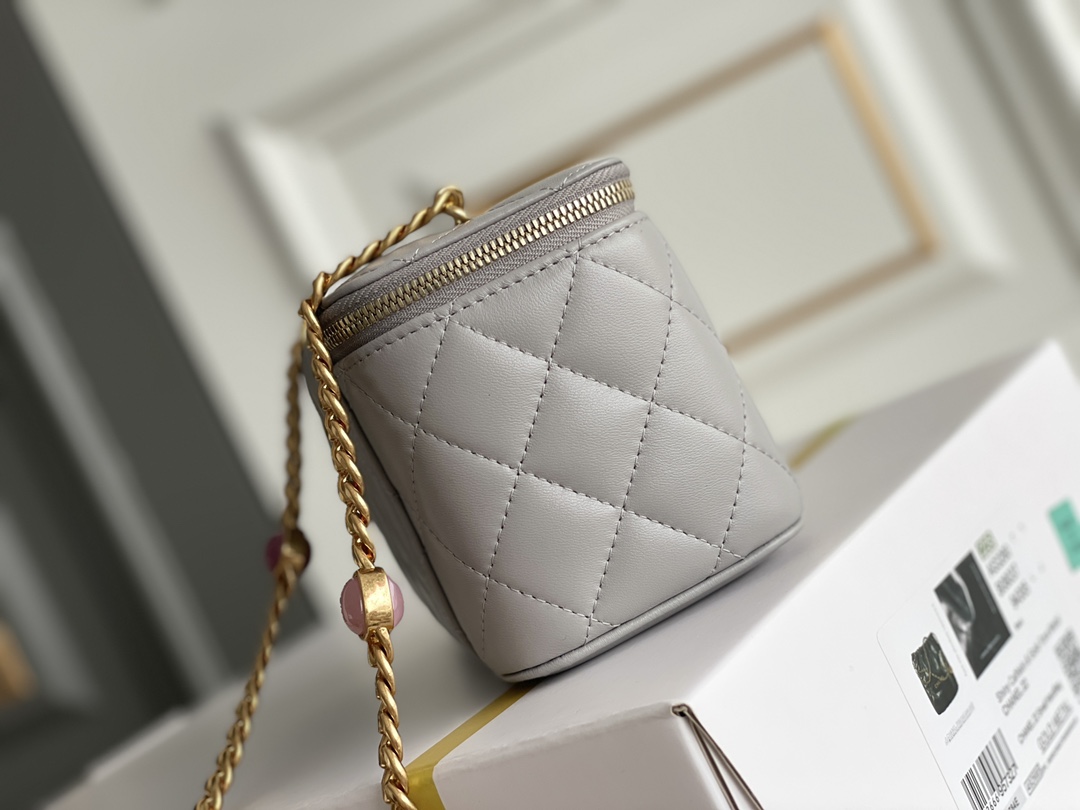 Bagsaaa Ch**el Vanity Grey Bag - 17x9.5x8cm