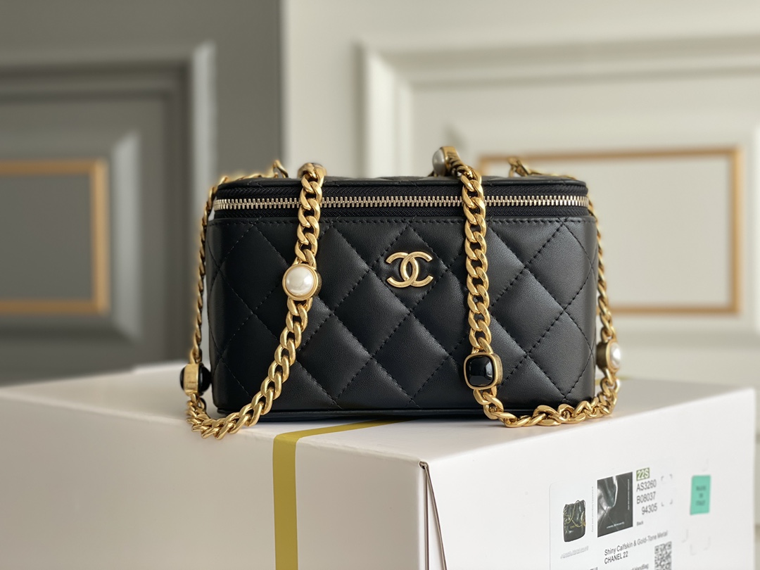 Bagsaaa Ch**el Vanity Black Bag - 17x9.5x8cm