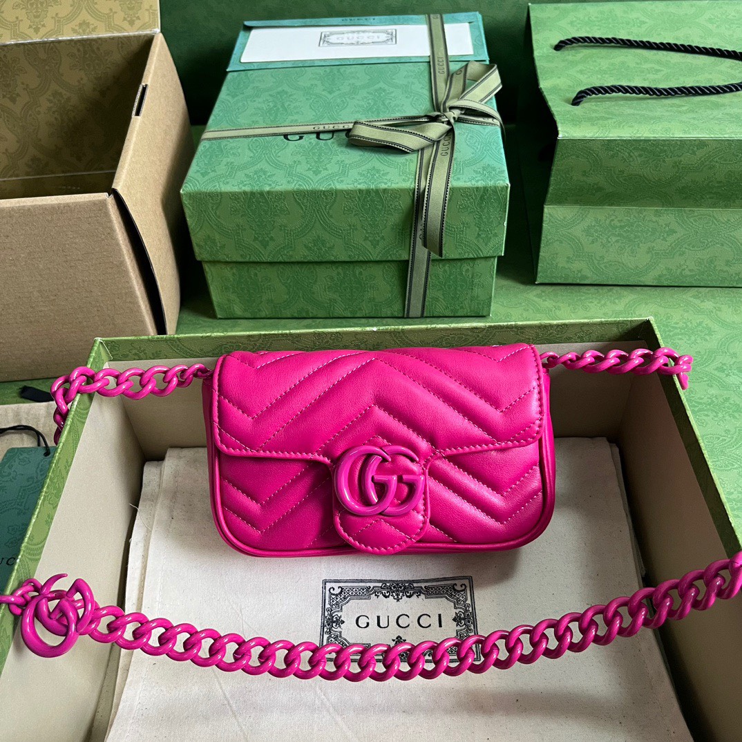 Bagsaaa Gvc*1 Marmont Hot Pink - 16.5x10x5cm