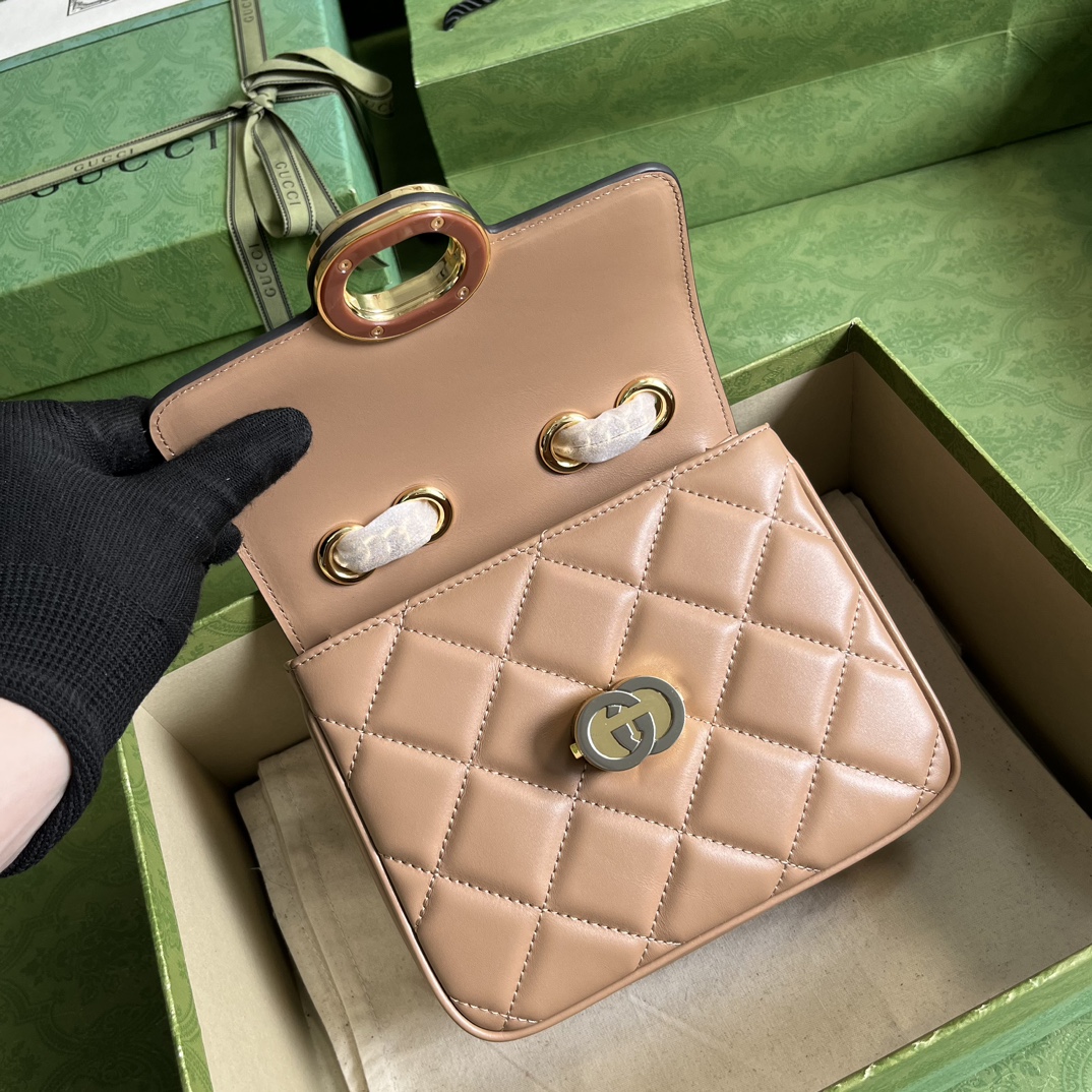 Bagsaaa Gvc*1 Deco Mini Shoulder Bag Rose beige - W18cm x H14.5cm x D8cm