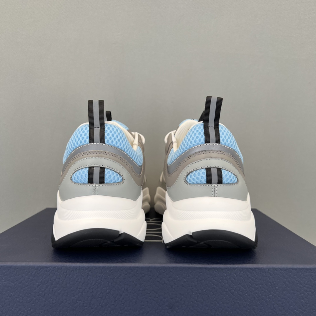 Bagsaaa D10r B22 Sneakers White and Blue Technical Mesh and Gray Calfskin