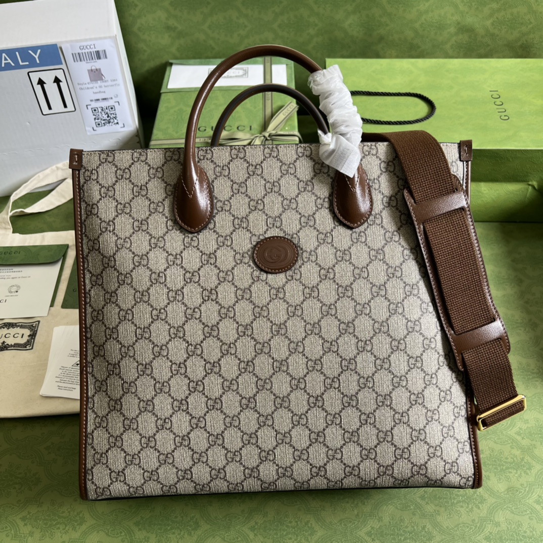 Bagsaaa Gvc*1 Medium tote bag with Interlocking G beige - W36cm x H38.5cm x D12cm