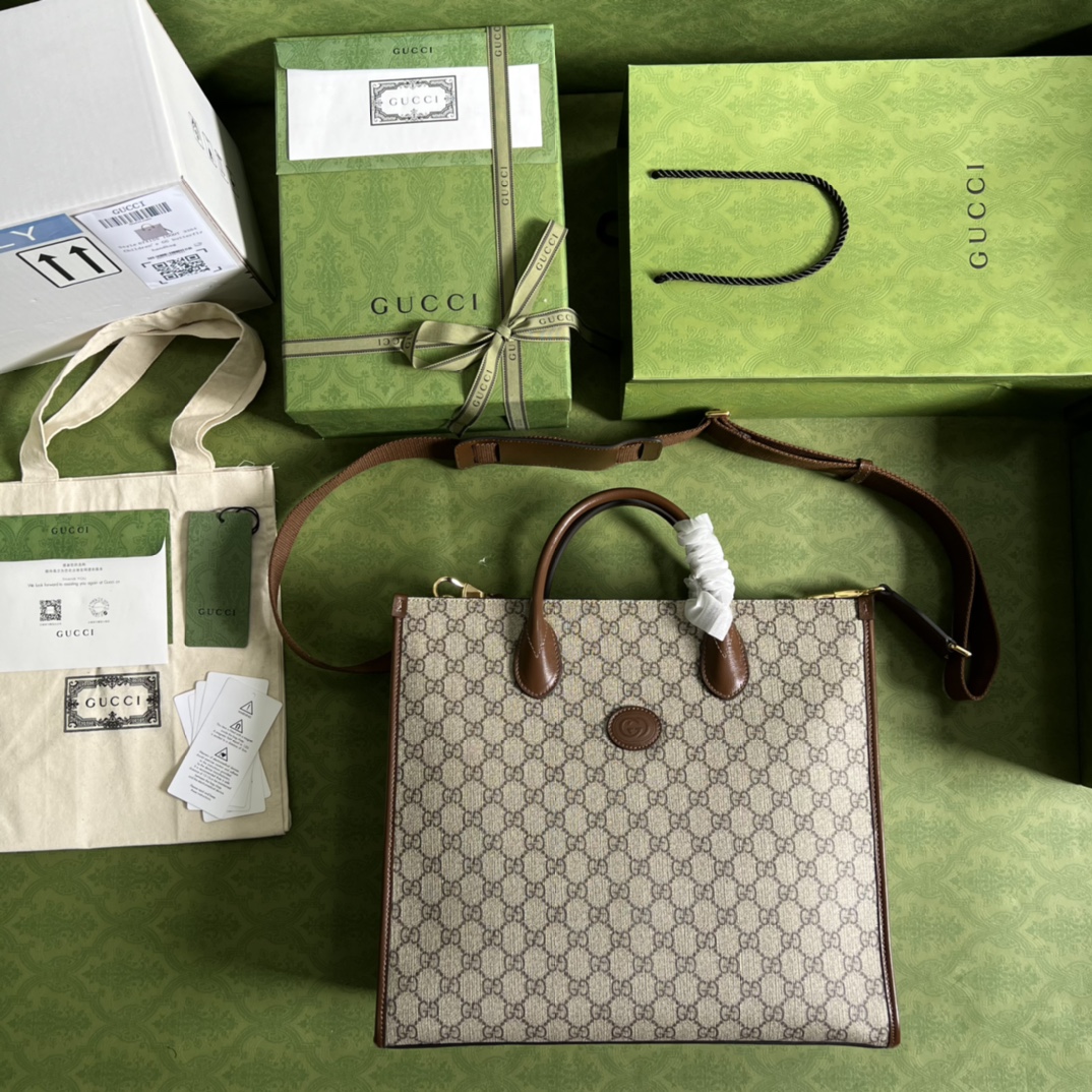 Bagsaaa Gvc*1 Medium tote bag with Interlocking G beige - W36cm x H38.5cm x D12cm