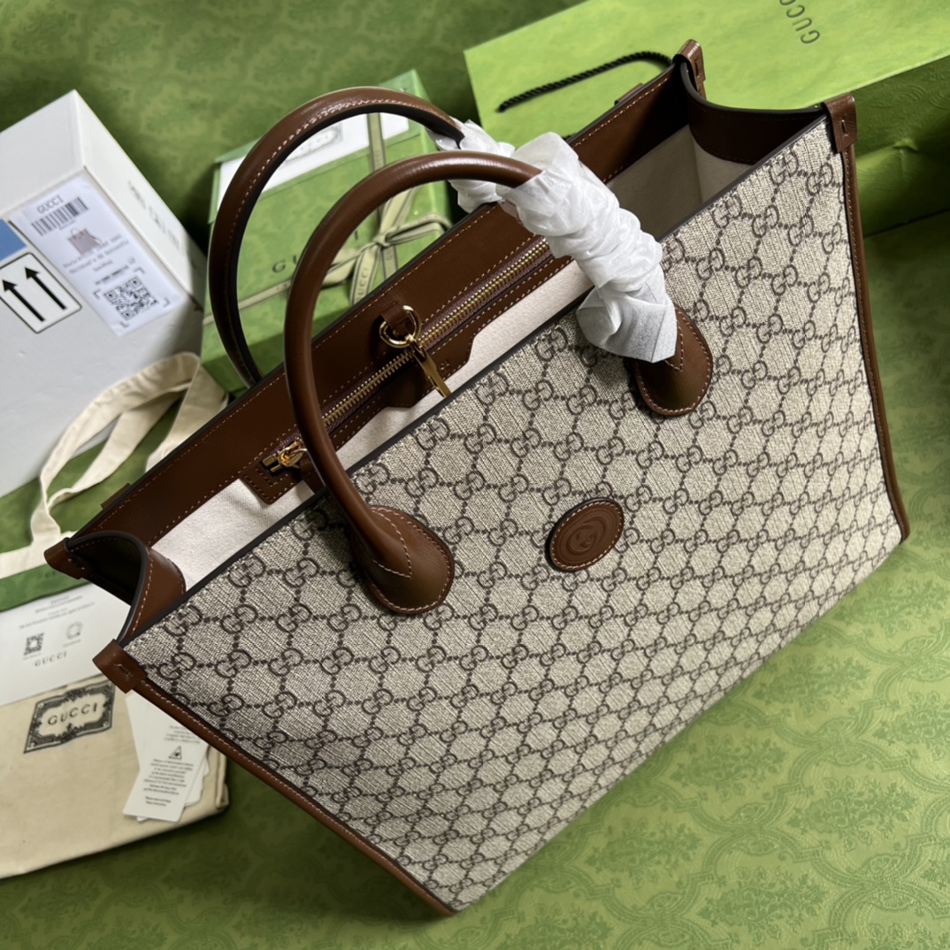 Bagsaaa Gvc*1 Medium tote bag with Interlocking G beige - W36cm x H38.5cm x D12cm