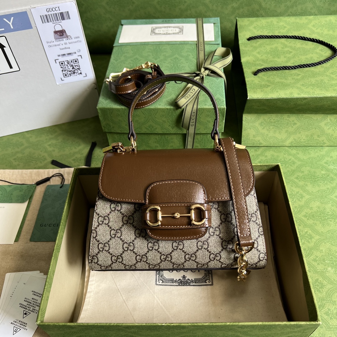 Bagsaaa Gvc*1 Horsebit 1955 mini bag ebony beige - 22x16x10.5cm