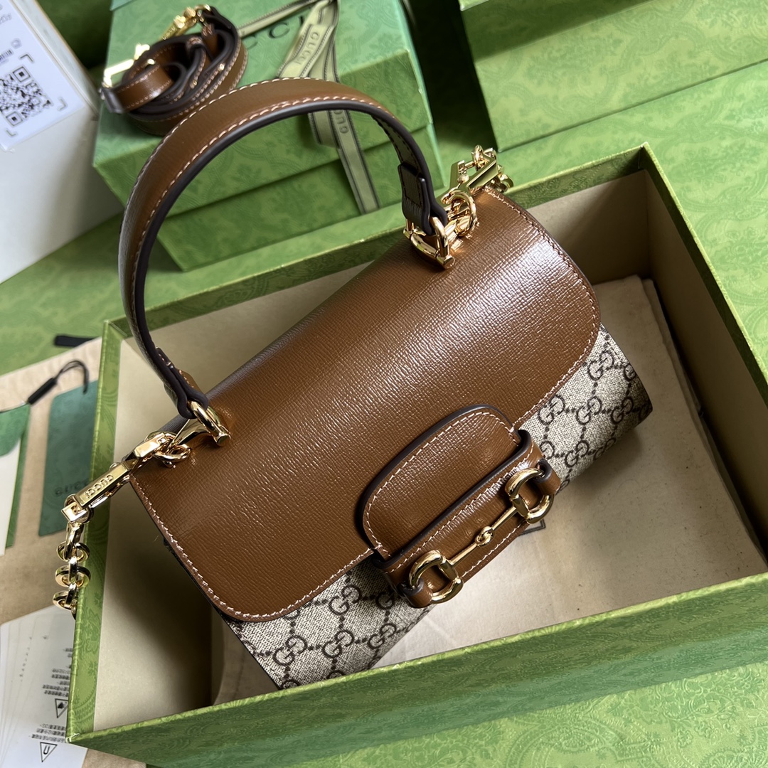 Bagsaaa Gvc*1 Horsebit 1955 mini bag ebony beige - 22x16x10.5cm