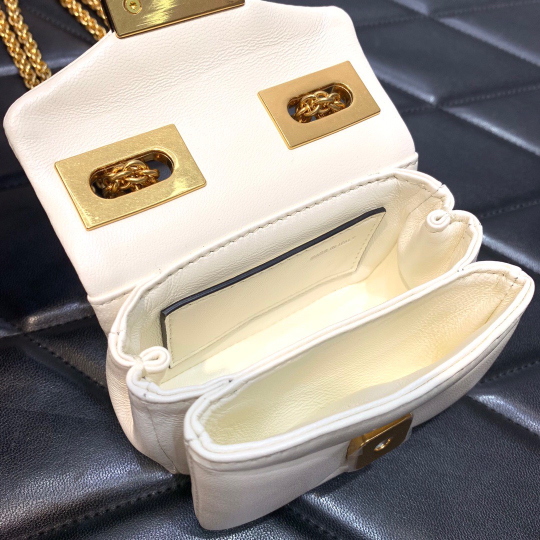 Bagsaaa Va1e*ntin0 Garavani Micro One Stud Nappa White Bag - 11x8x5cm