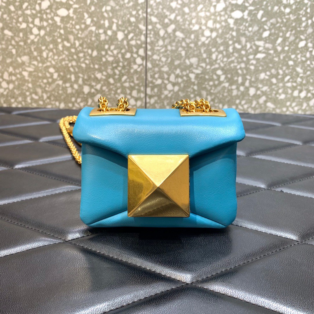 Bagsaaa Va1e*ntin0 Garavani Micro One Stud Nappa Blue Bag - 11x8x5cm