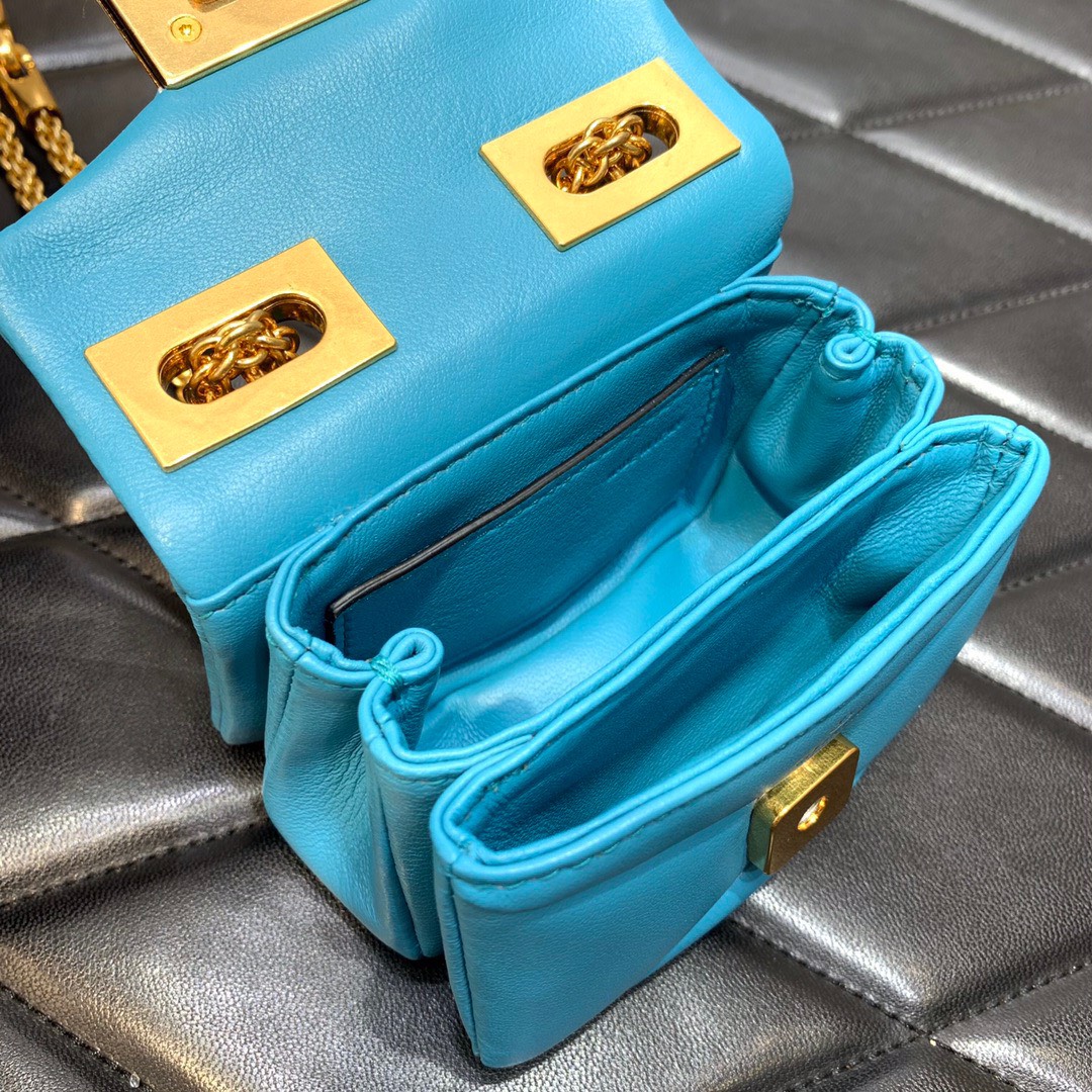 Bagsaaa Va1e*ntin0 Garavani Micro One Stud Nappa Blue Bag - 11x8x5cm