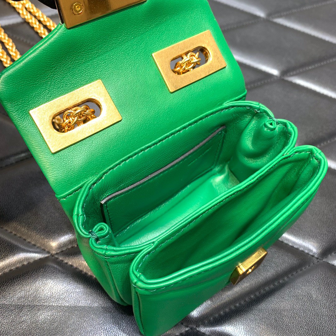 Bagsaaa Va1e*ntin0 Garavani Micro One Stud Nappa Green Bag - 11x8x5cm
