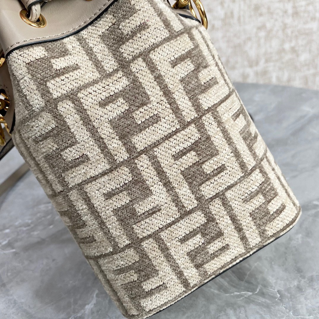 Bagsaaa F**di Mon Tresor Dove Grey Tapestry Fabric Mini Bag - 18x12x10cm