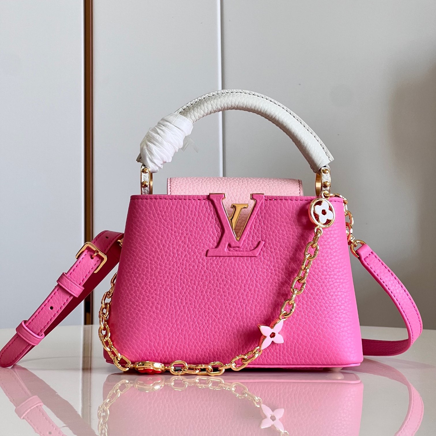 Bagsaaa L0vis Vvtt0n Capucines Mini Taurillon cowhide Pink - 21x14x8cm