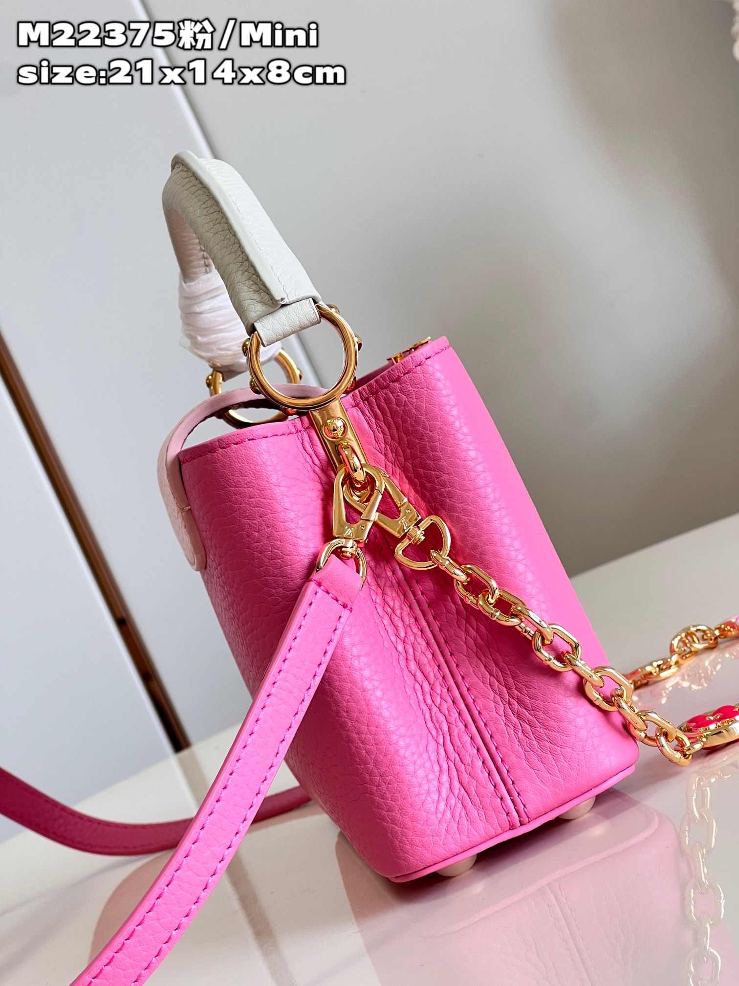 Bagsaaa L0vis Vvtt0n Capucines Mini Taurillon cowhide Pink - 21x14x8cm