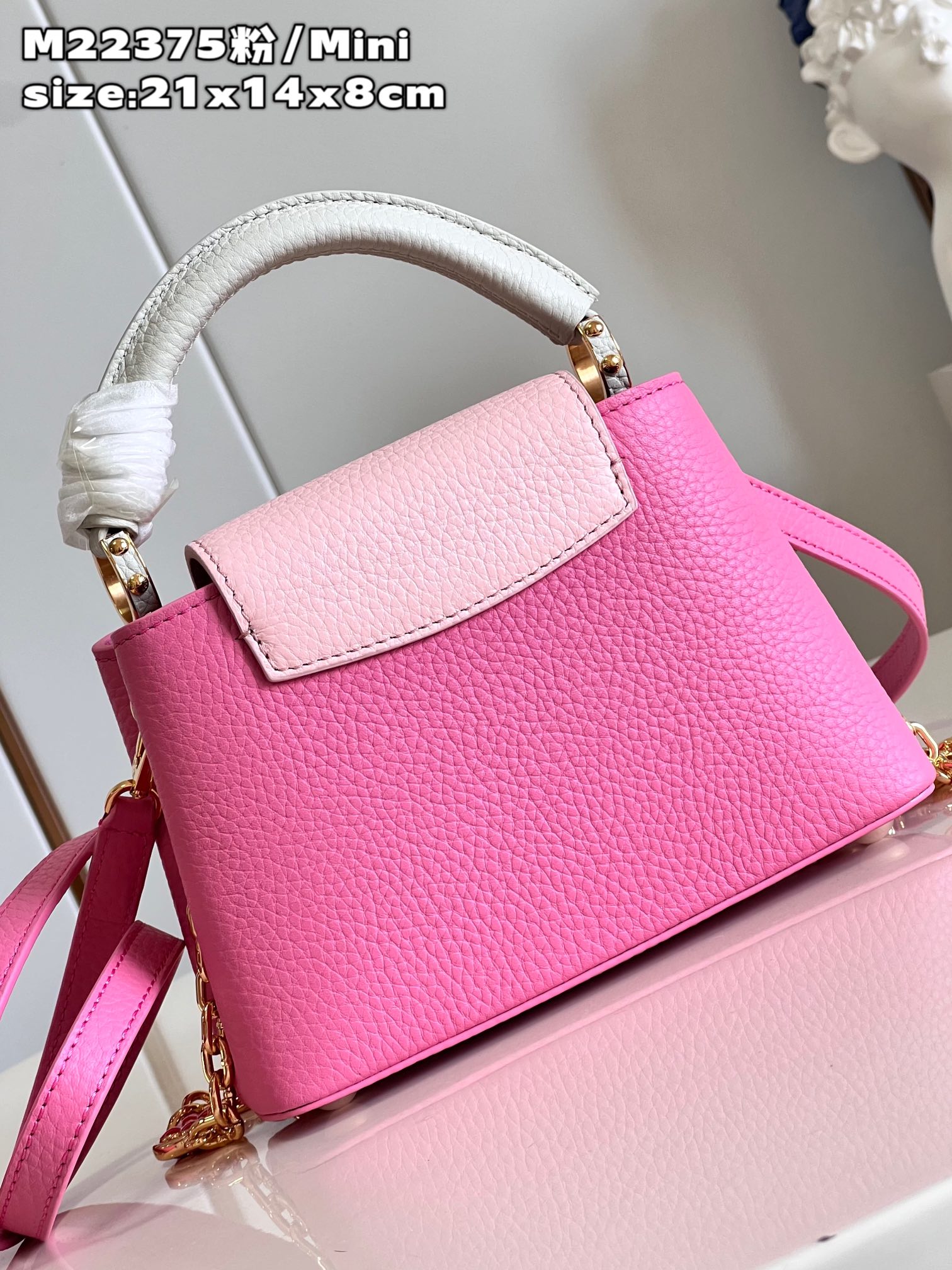 Bagsaaa L0vis Vvtt0n Capucines Mini Taurillon cowhide Pink - 21x14x8cm