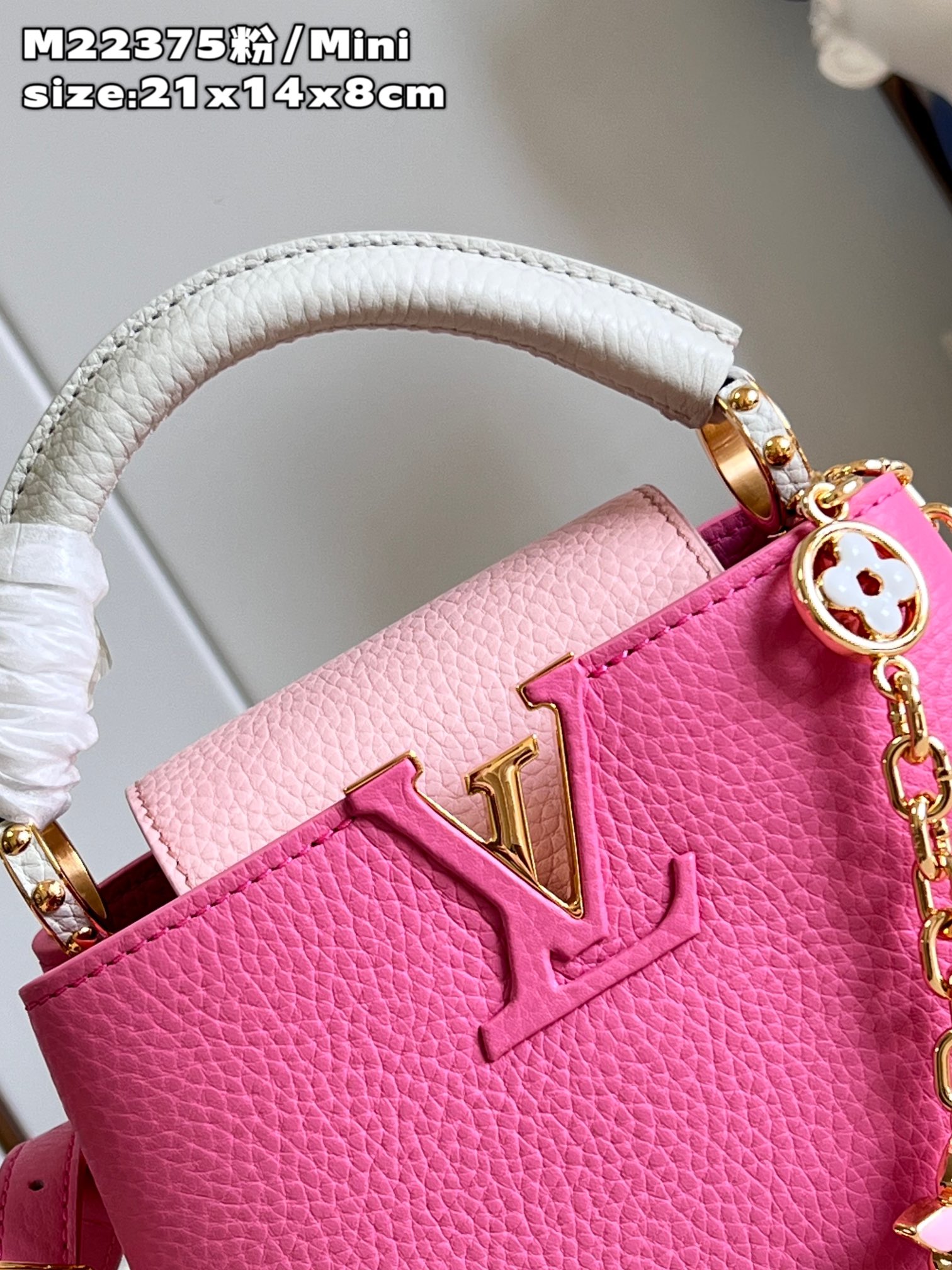 Bagsaaa L0vis Vvtt0n Capucines Mini Taurillon cowhide Pink - 21x14x8cm