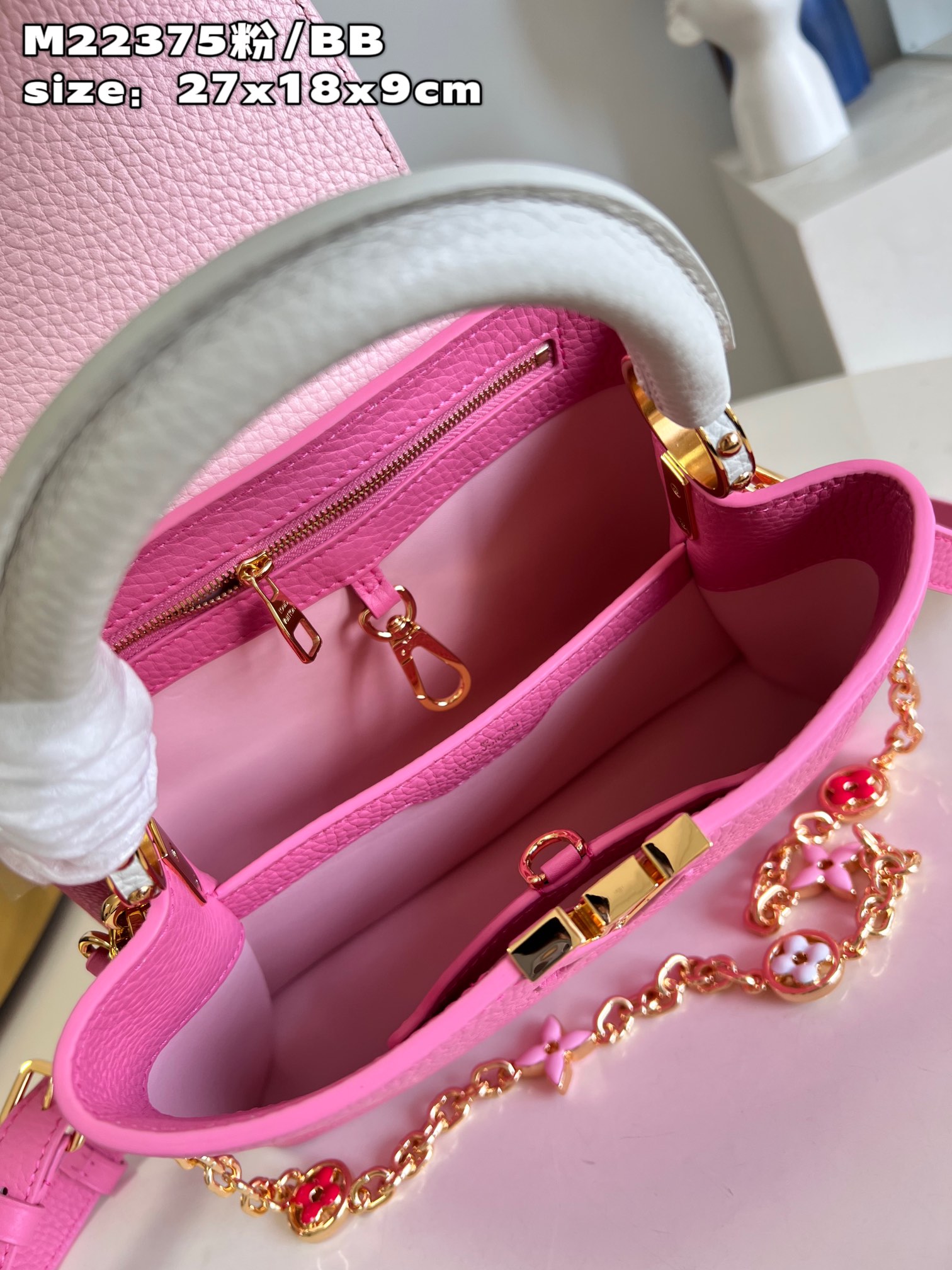 Bagsaaa L0vis Vvtt0n Capucines Taurillon cowhide Pink - 27x18x9cm