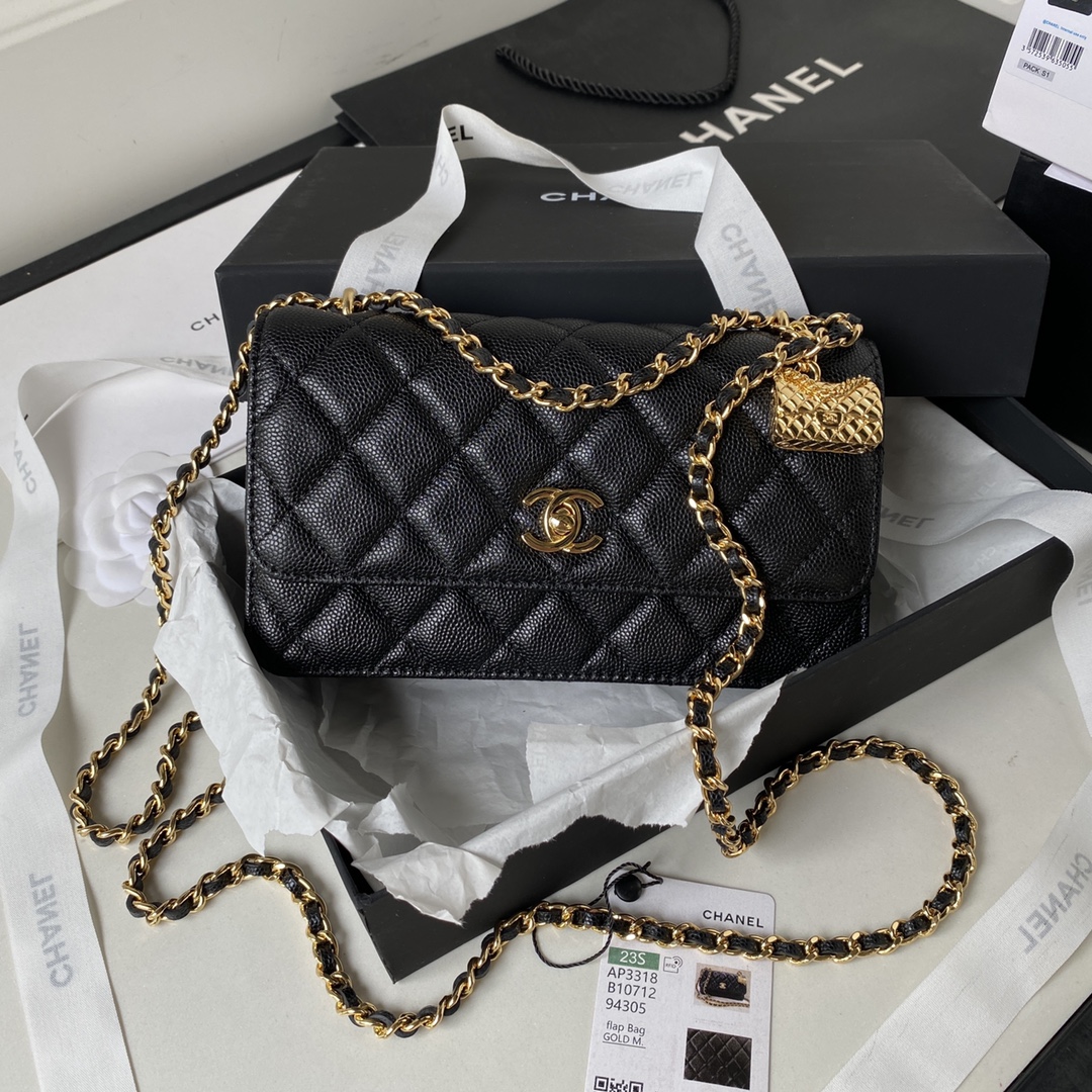 Bagsaaa Ch**el WOC Black Caviar Leather - 19cm