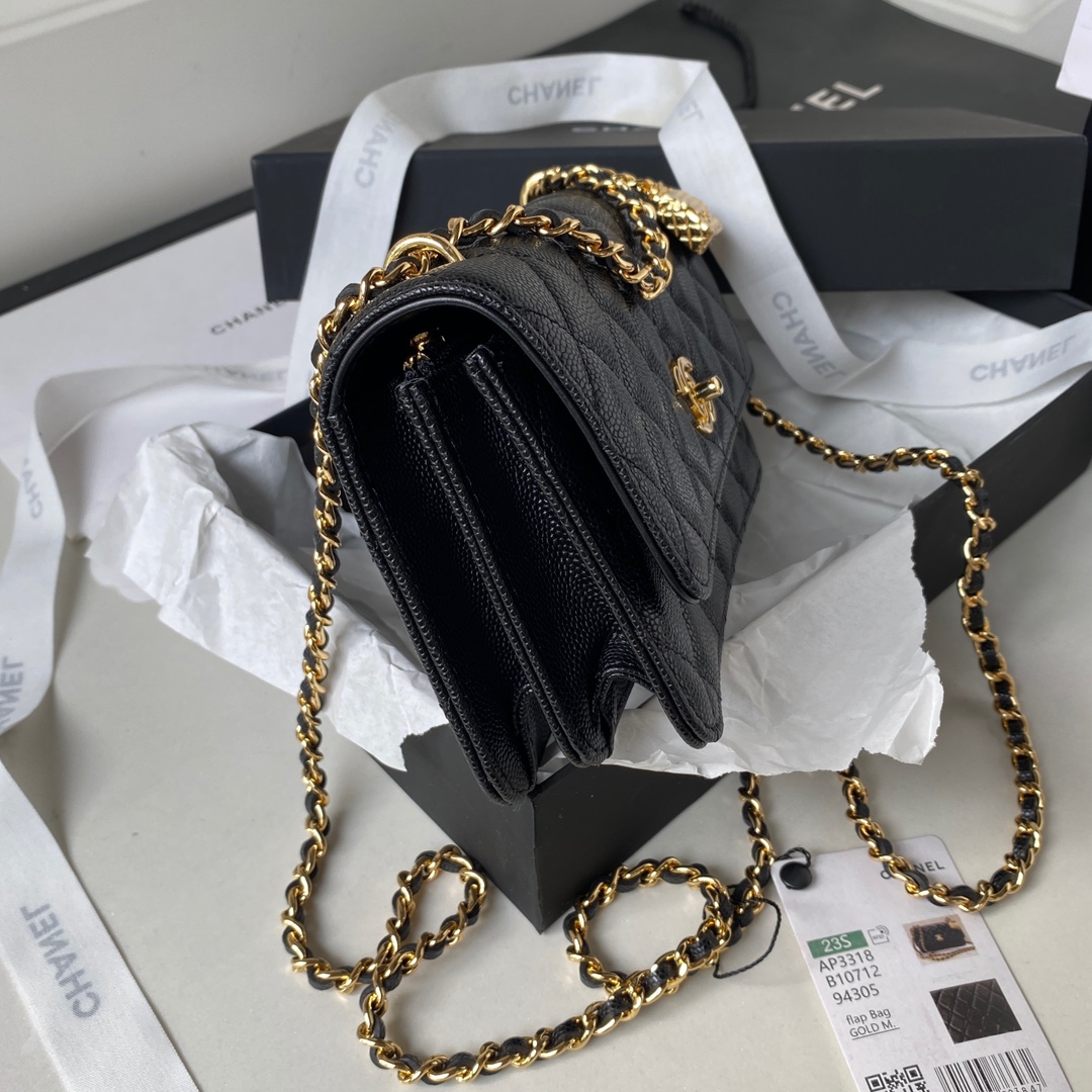 Bagsaaa Ch**el WOC Black Caviar Leather - 19cm