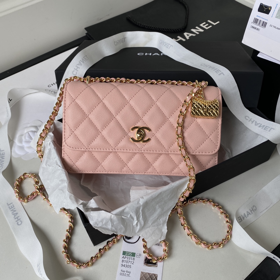 Bagsaaa Ch**el WOC Pink Caviar Leather - 19cm