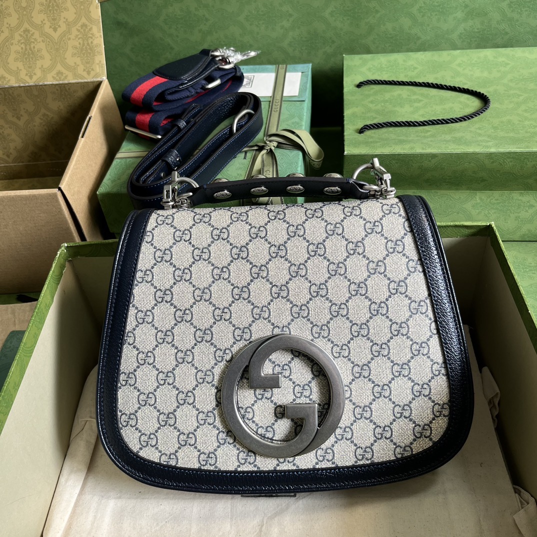 Bagsaaa Gvc*1 Blondie medium bag Beige and blue GG Svp*me canvas - 29x22x7cm
