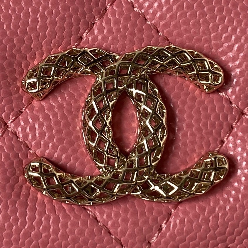Bagsaaa Ch**el WOC Pink CC Logo Caviar Leather - 19cm