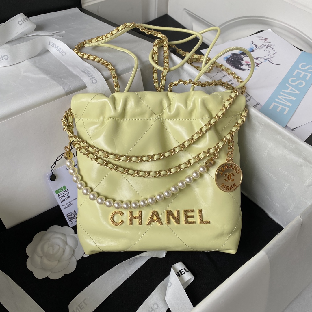 Bagsaaa Ch**el 22 Tote Mini Yellow - 19-20-6cm