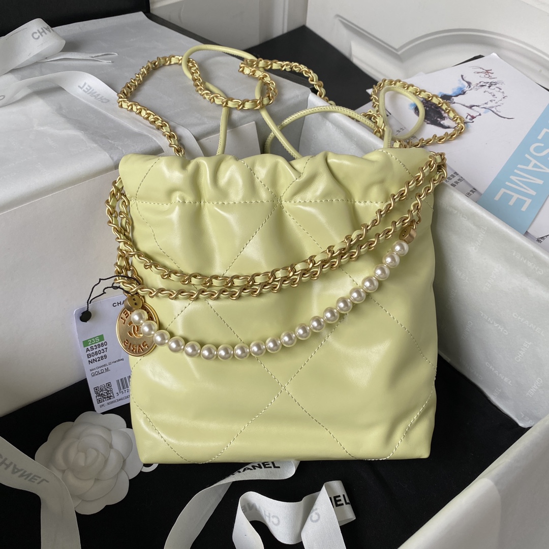 Bagsaaa Ch**el 22 Tote Mini Yellow - 19-20-6cm