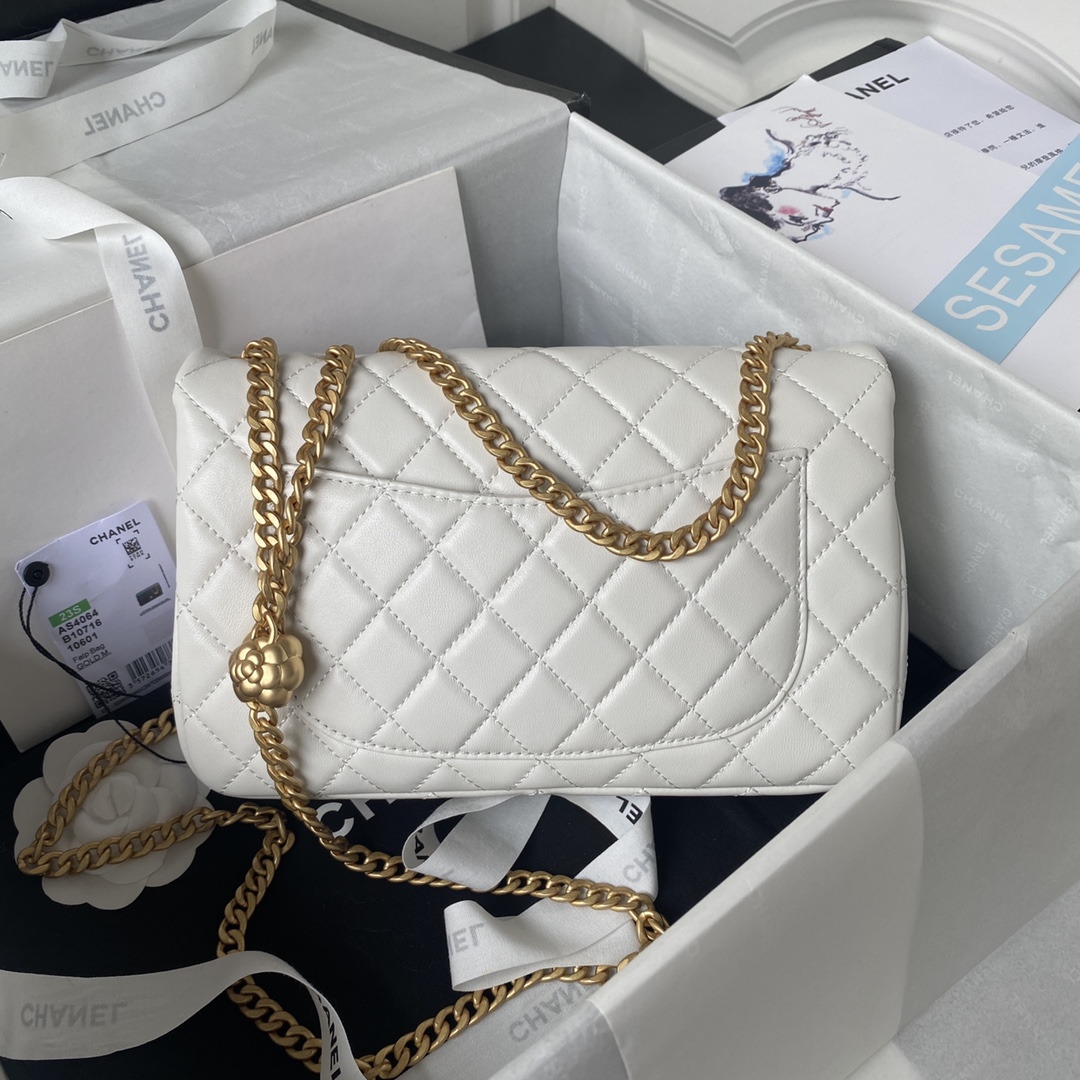 Bagsaaa Ch**el Flap Bag Flower Chain White Bag - 14.5X23.5X7cm