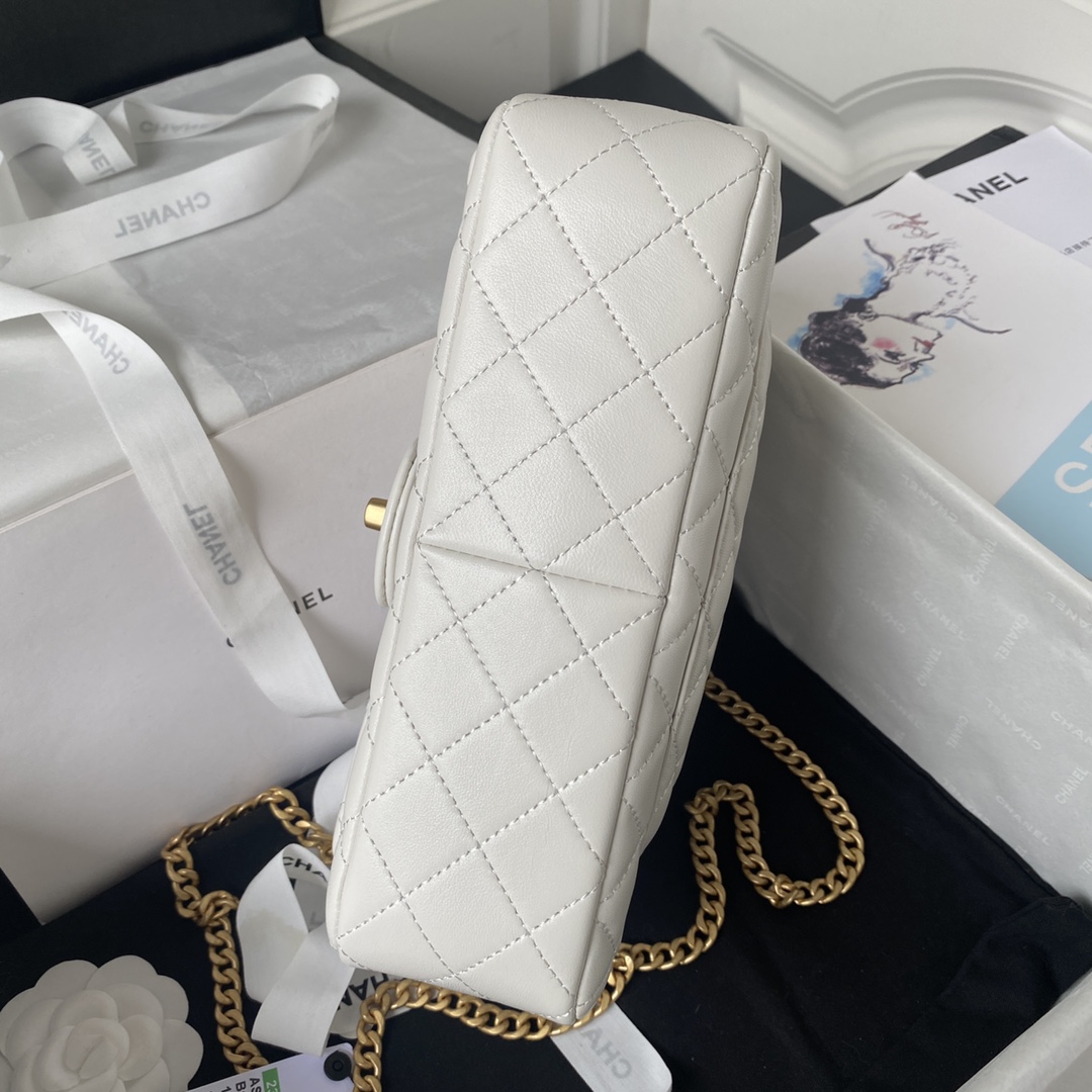 Bagsaaa Ch**el Flap Bag Flower Chain White Bag - 14.5X23.5X7cm