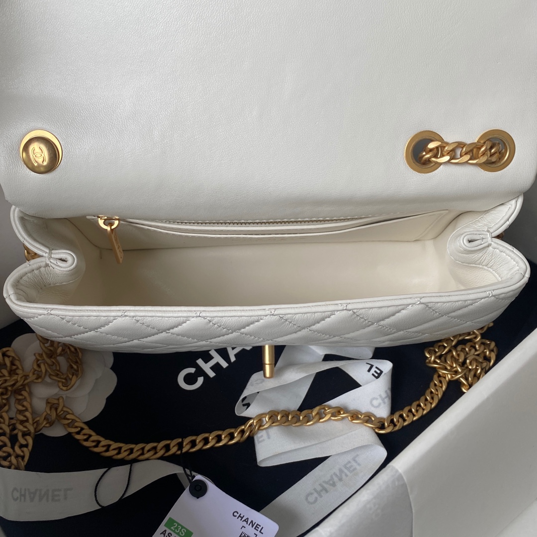 Bagsaaa Ch**el Flap Bag Flower Chain White Bag - 14.5X23.5X7cm