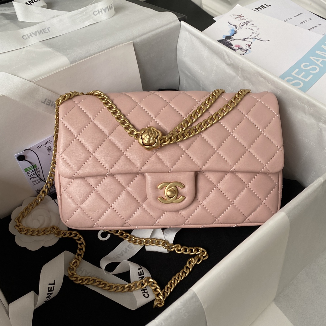 Bagsaaa Ch**el Flap Bag Flower Chain Pink Bag - 14.5X23.5X7cm
