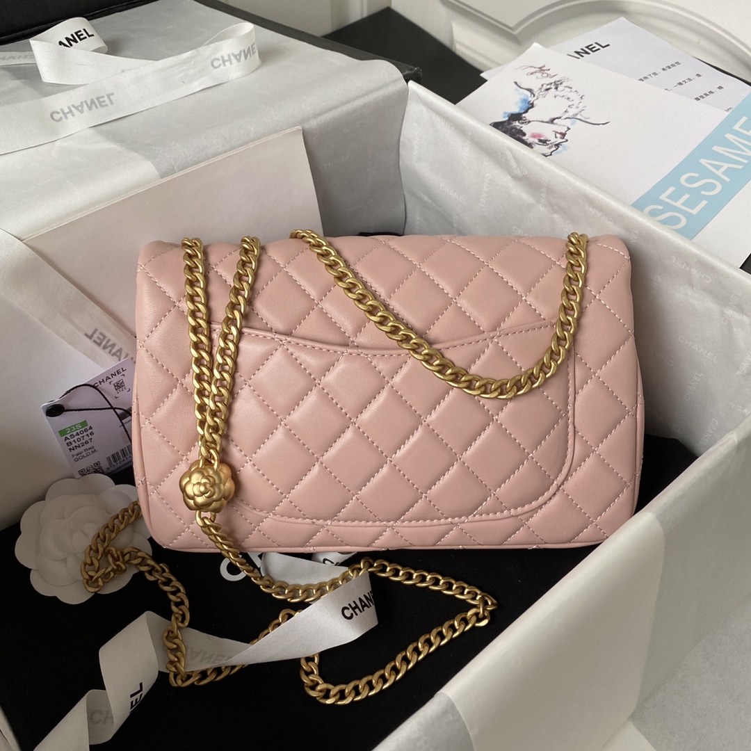 Bagsaaa Ch**el Flap Bag Flower Chain Pink Bag - 14.5X23.5X7cm